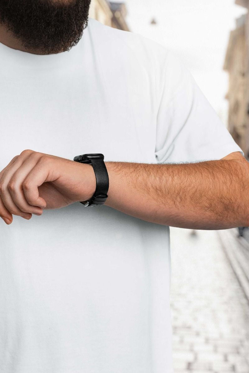 Hirsch Scandic for Apple Watch kelloranneke, musta