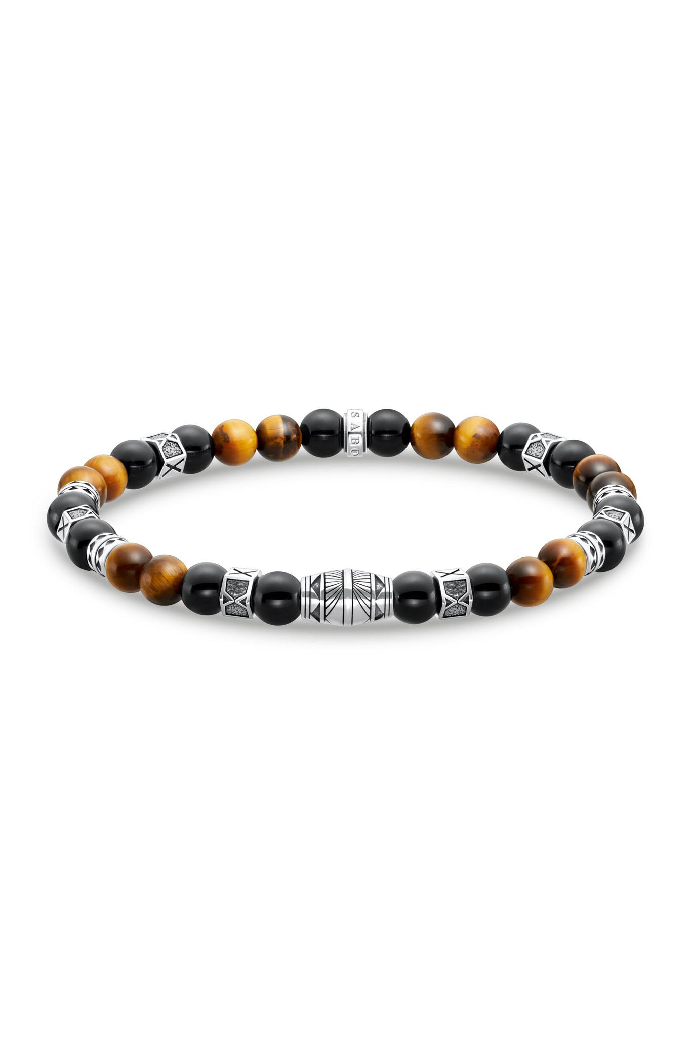 Thomas Sabo Black Onyx And Tigers Eye Beads hopeinen rannekoru