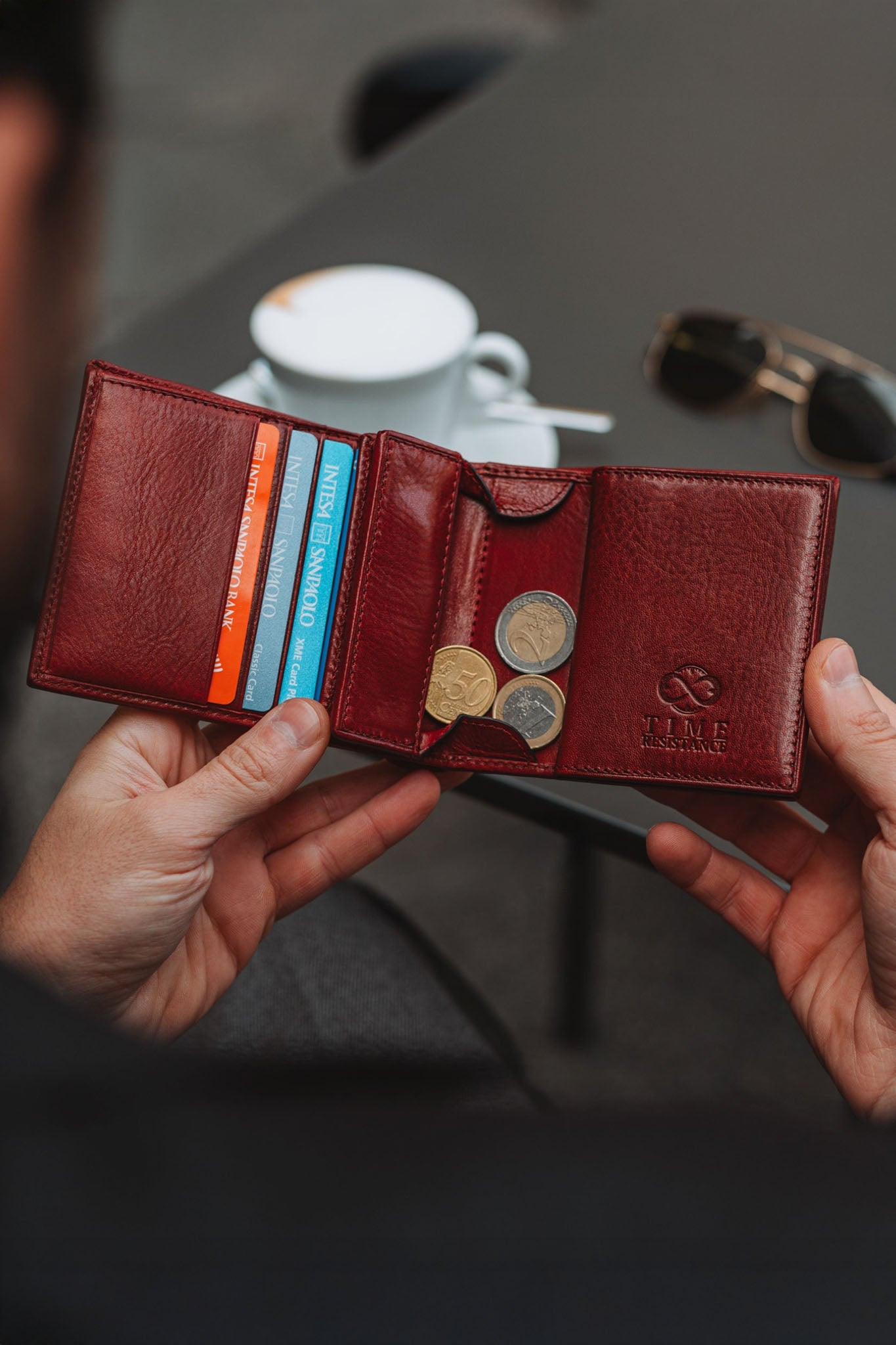 Time Resistance Daniel, nahkalompakko, punainen