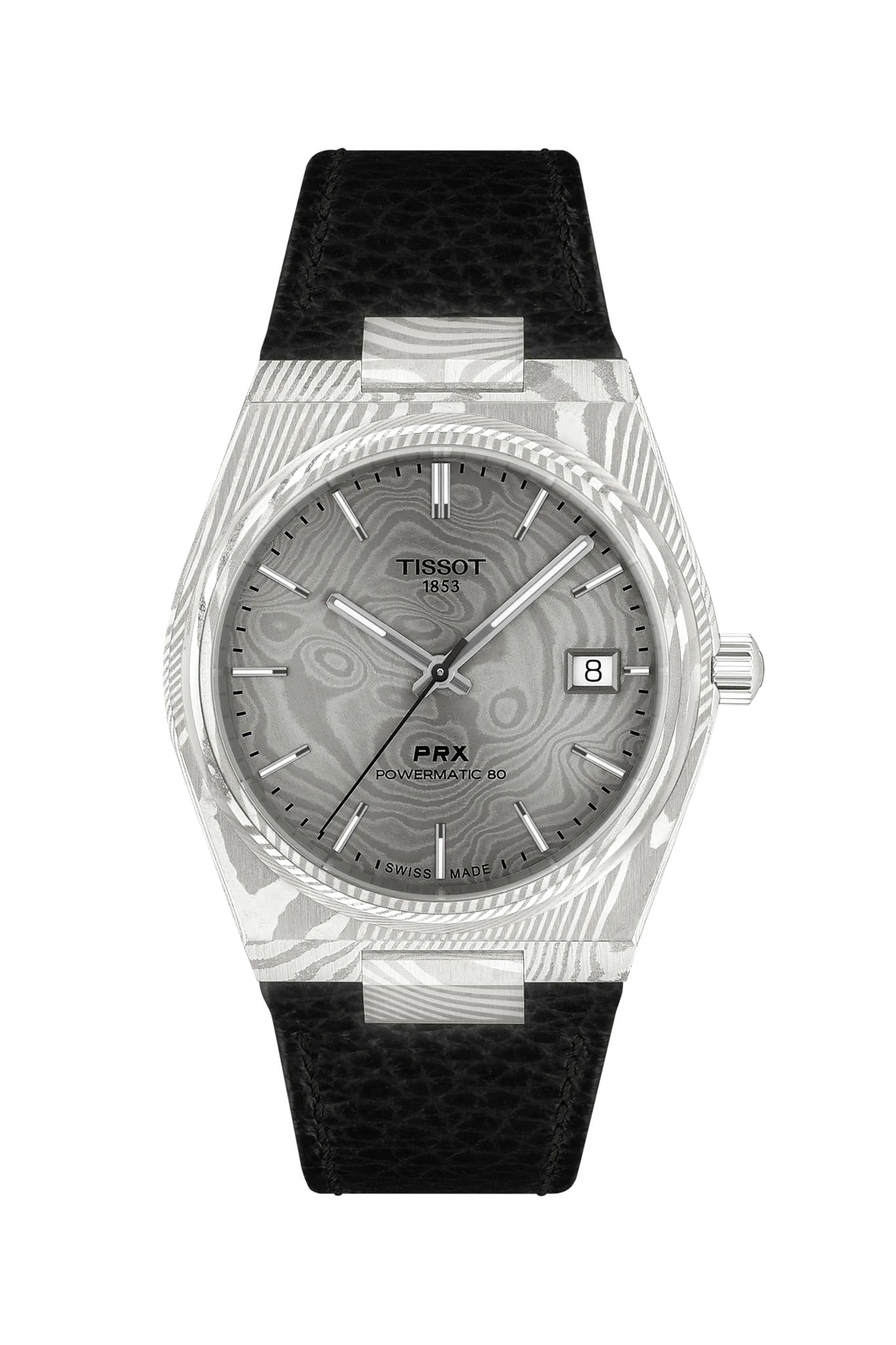 Tissot PRX 38 Powermatic 80 Damascus Steel rannekello