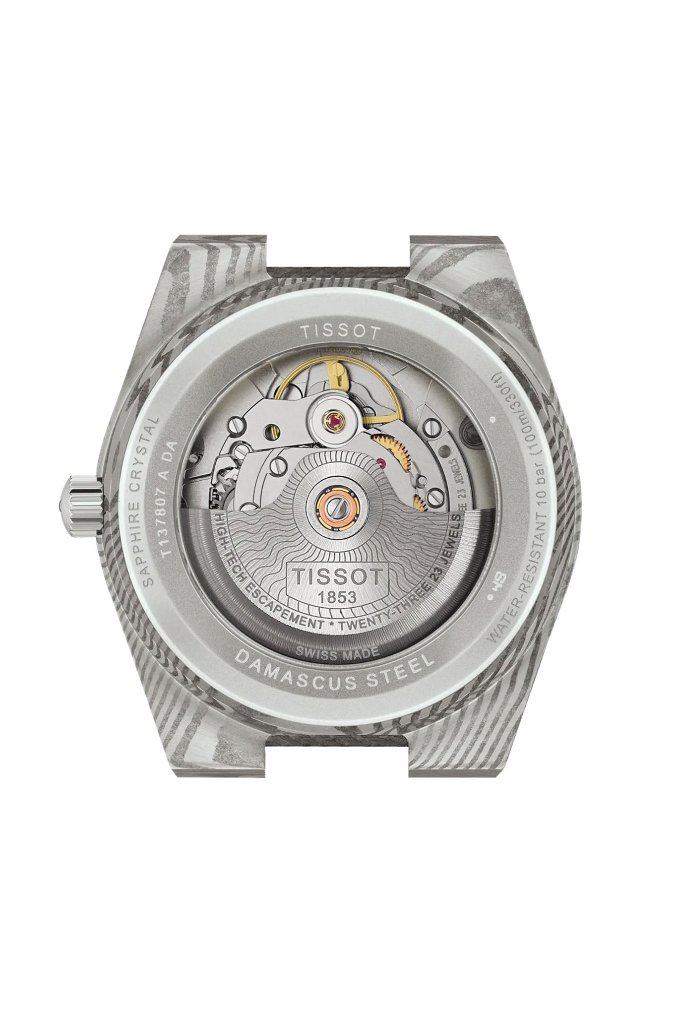 Tissot PRX 38 Powermatic 80 Damascus Steel rannekello